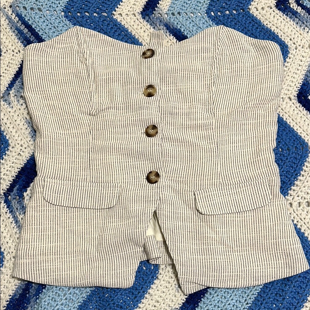 Striped Button-Up Corset Top